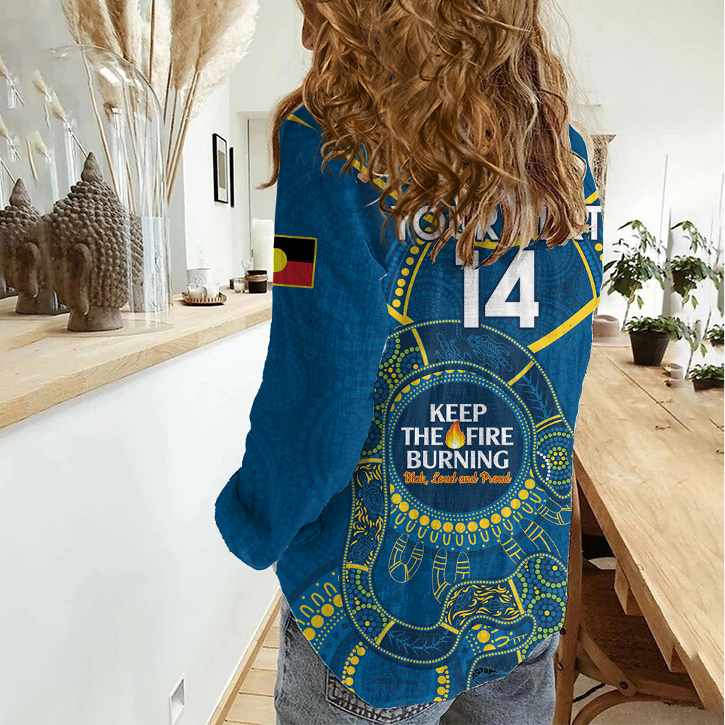 Custom NRL Eels NAIDOC Week Women Casual Shirt Keep The Fire Burning Indigenous Art - Vibe Hoodie Shop
