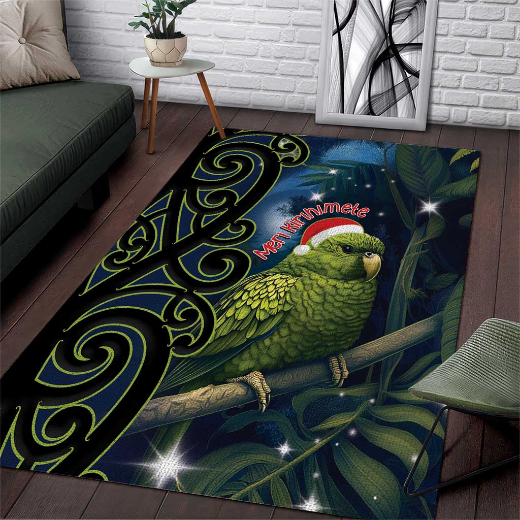 New Zealand Christmas Area Rug Cute Kakapo Meri Kirihimete Maori Koru - Vibe Hoodie Shop