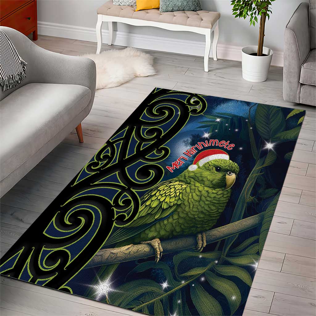 New Zealand Christmas Area Rug Cute Kakapo Meri Kirihimete Maori Koru - Vibe Hoodie Shop