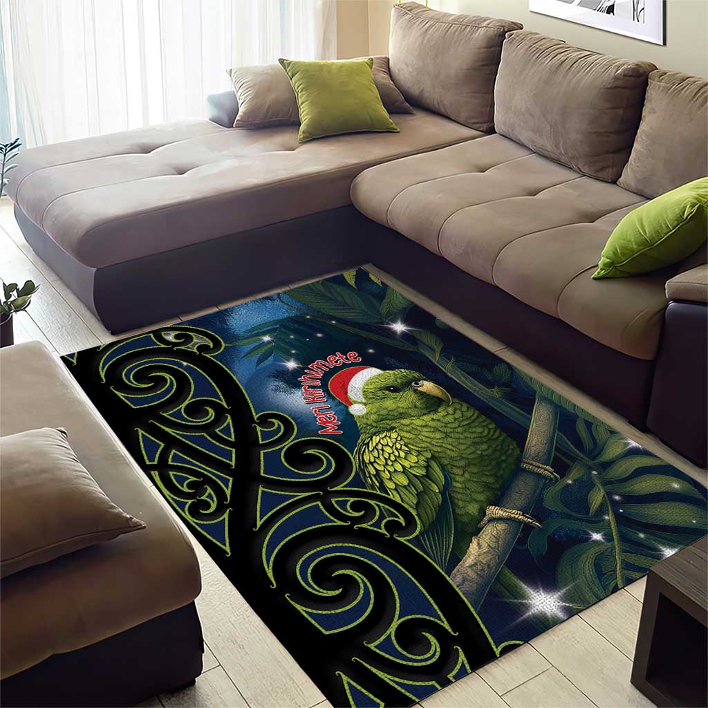 New Zealand Christmas Area Rug Cute Kakapo Meri Kirihimete Maori Koru - Vibe Hoodie Shop