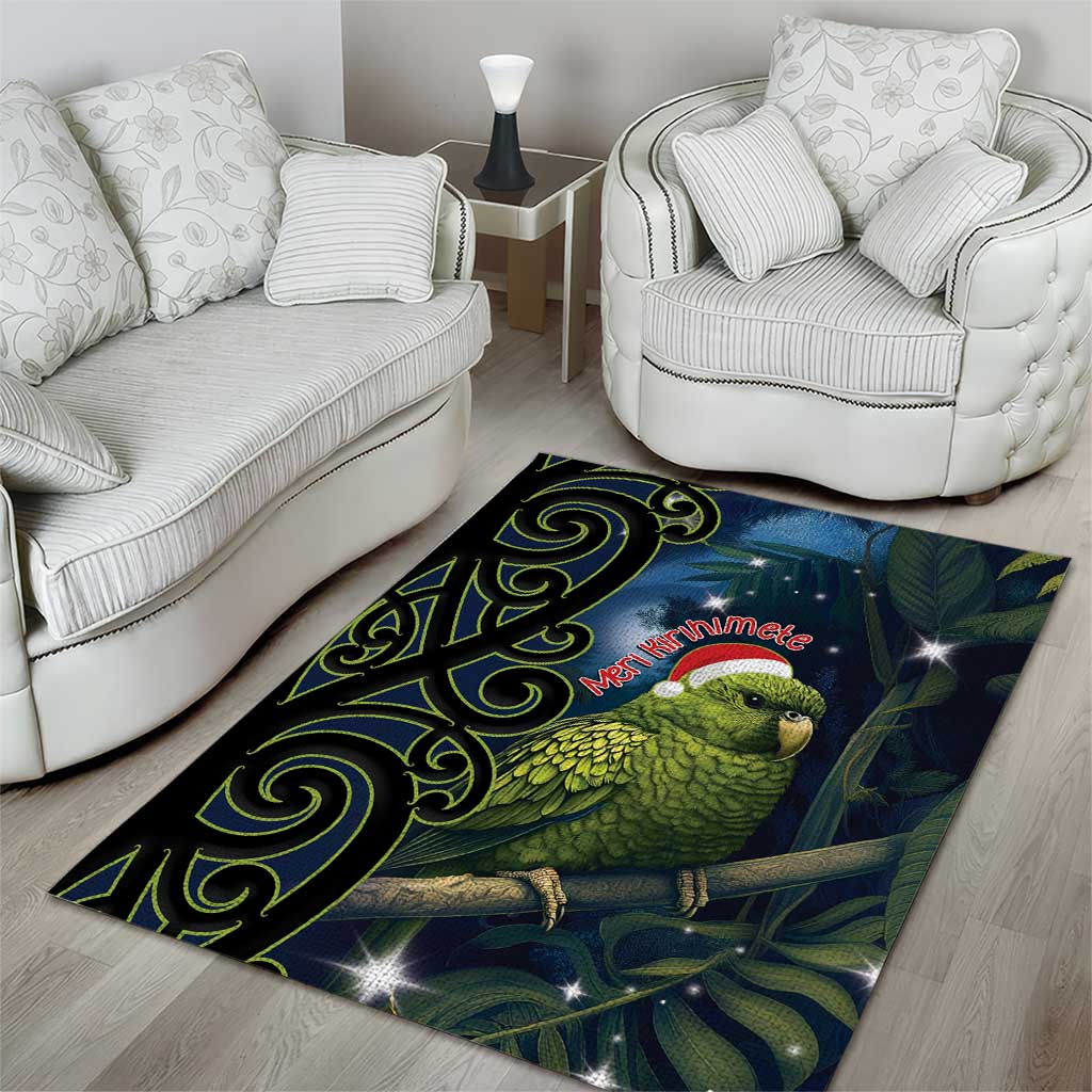 New Zealand Christmas Area Rug Cute Kakapo Meri Kirihimete Maori Koru - Vibe Hoodie Shop