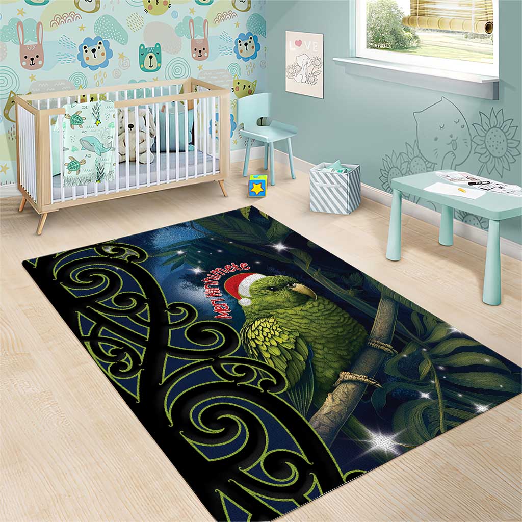 New Zealand Christmas Area Rug Cute Kakapo Meri Kirihimete Maori Koru - Vibe Hoodie Shop