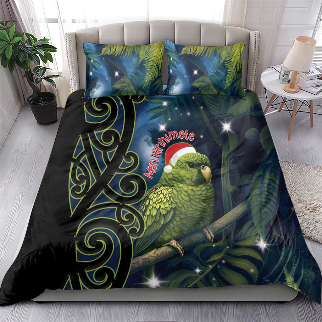 New Zealand Christmas Bedding Set Cute Kakapo Meri Kirihimete Maori Koru - Vibe Hoodie Shop
