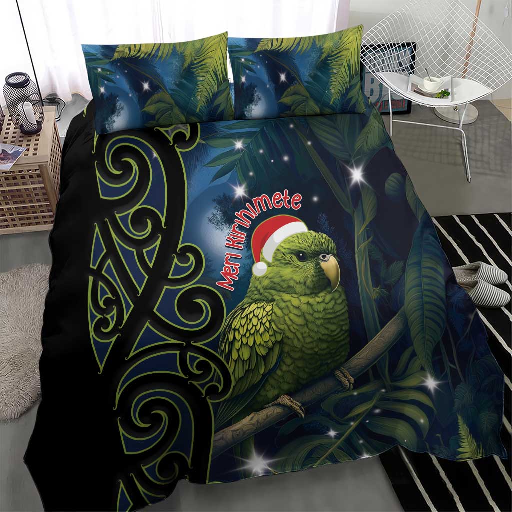 New Zealand Christmas Bedding Set Cute Kakapo Meri Kirihimete Maori Koru - Vibe Hoodie Shop