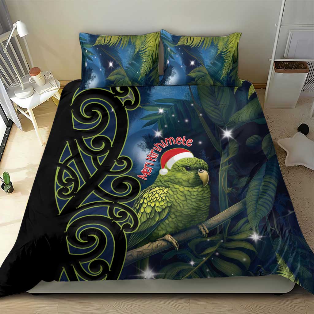 New Zealand Christmas Bedding Set Cute Kakapo Meri Kirihimete Maori Koru - Vibe Hoodie Shop