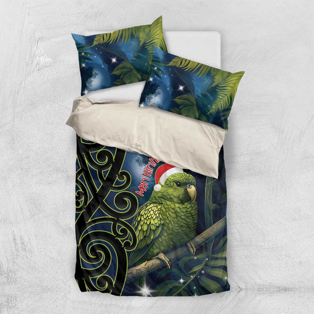 New Zealand Christmas Bedding Set Cute Kakapo Meri Kirihimete Maori Koru - Vibe Hoodie Shop
