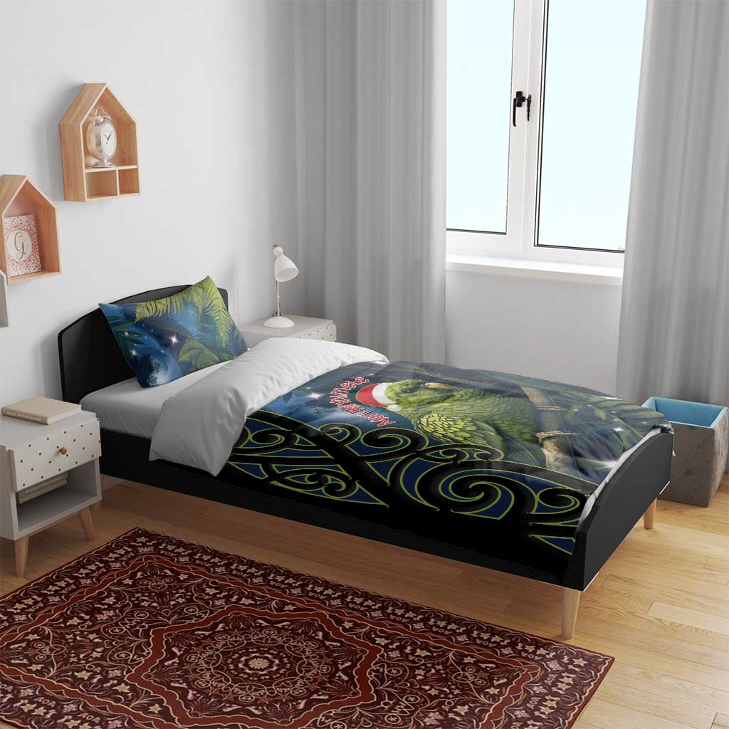 New Zealand Christmas Bedding Set Cute Kakapo Meri Kirihimete Maori Koru - Vibe Hoodie Shop