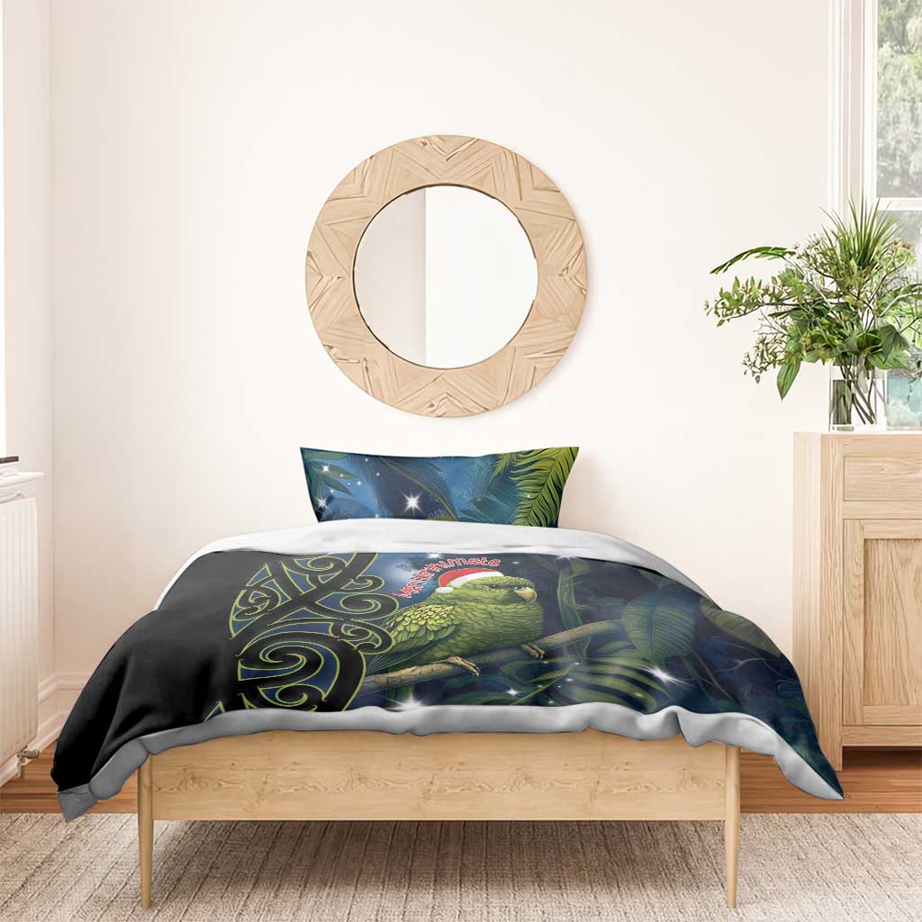 New Zealand Christmas Bedding Set Cute Kakapo Meri Kirihimete Maori Koru - Vibe Hoodie Shop
