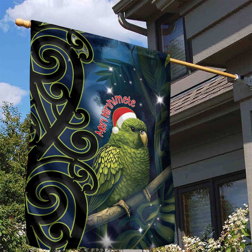 New Zealand Christmas Garden Flag Cute Kakapo Meri Kirihimete Maori Koru - Vibe Hoodie Shop