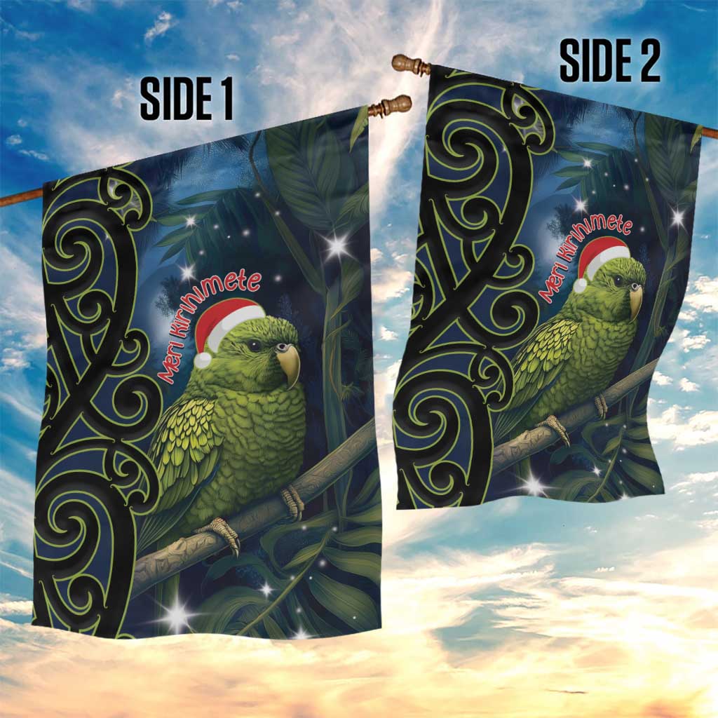 New Zealand Christmas Garden Flag Cute Kakapo Meri Kirihimete Maori Koru - Vibe Hoodie Shop