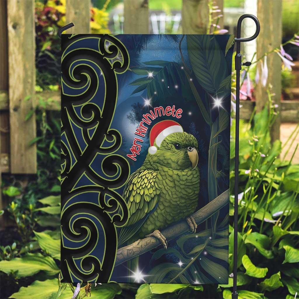 New Zealand Christmas Garden Flag Cute Kakapo Meri Kirihimete Maori Koru - Vibe Hoodie Shop