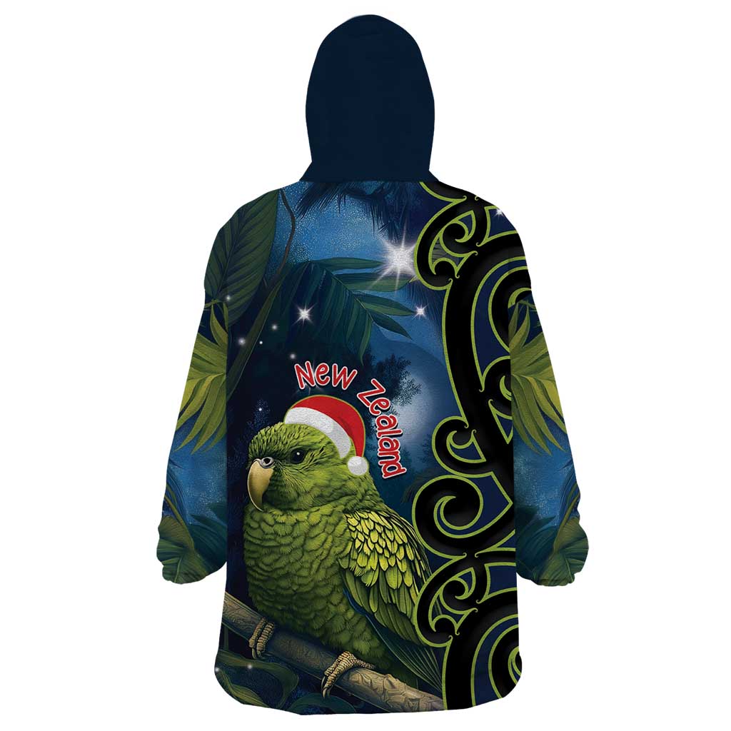 New Zealand Christmas Wearable Blanket Hoodie Cute Kakapo Meri Kirihimete Maori Koru - Vibe Hoodie Shop