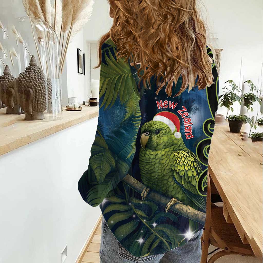 New Zealand Christmas Women Casual Shirt Cute Kakapo Meri Kirihimete Maori Koru - Vibe Hoodie Shop