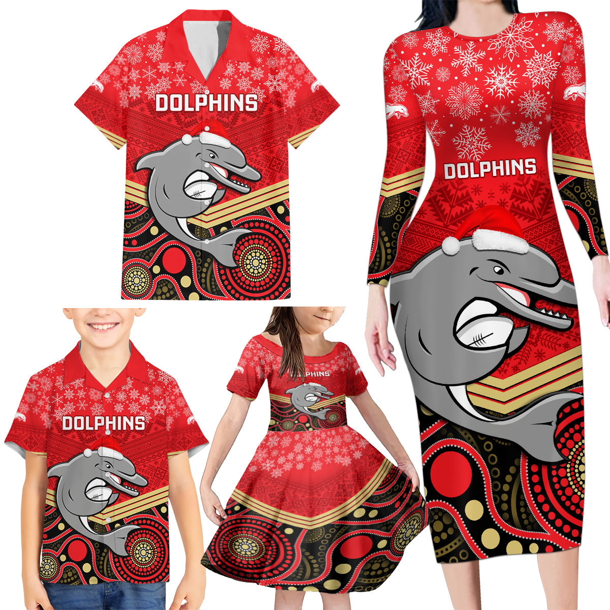 custom-dolphins-rugby-christmas-family-matching-long-sleeve-bodycon-dress-and-hawaiian-shirt-merry-xmas-2023-mix-aboriginal-art