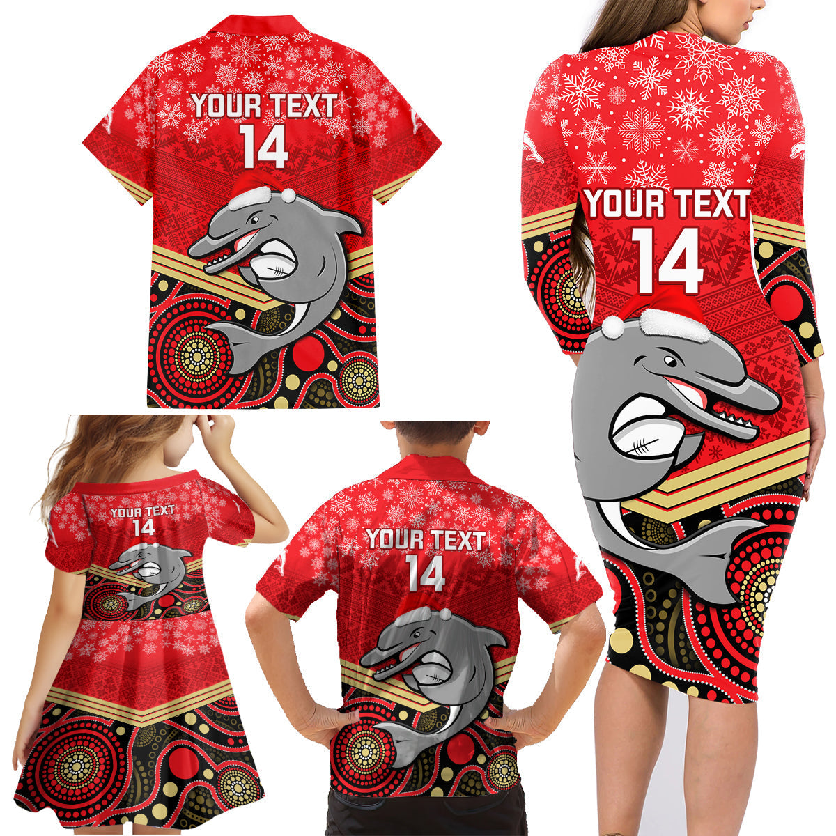 custom-dolphins-rugby-christmas-family-matching-long-sleeve-bodycon-dress-and-hawaiian-shirt-merry-xmas-2023-mix-aboriginal-art