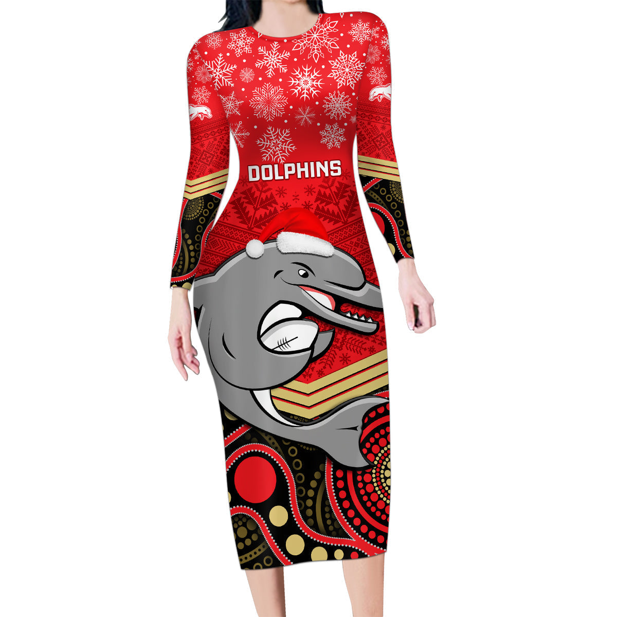 custom-dolphins-rugby-christmas-family-matching-long-sleeve-bodycon-dress-and-hawaiian-shirt-merry-xmas-2023-mix-aboriginal-art