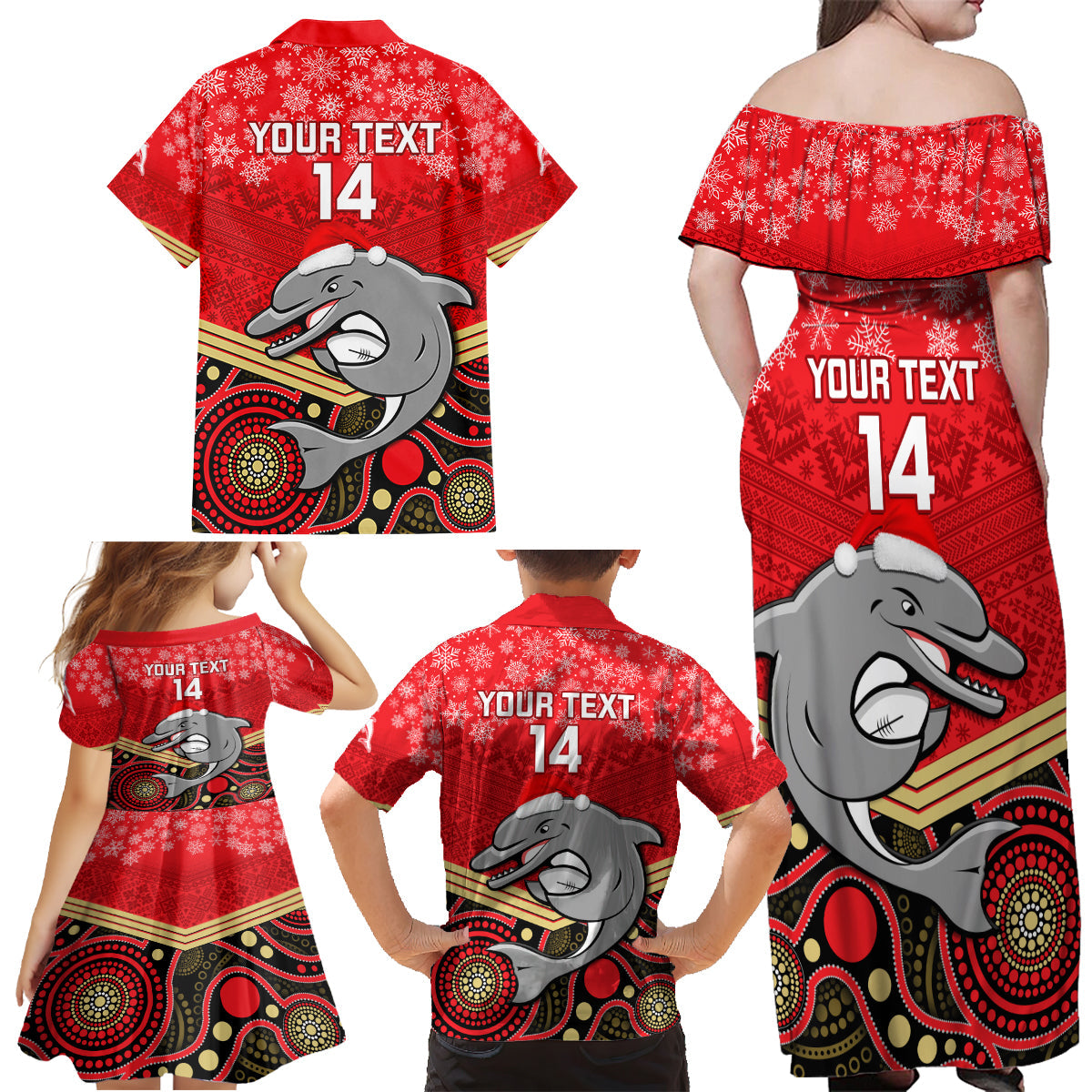 custom-dolphins-rugby-christmas-family-matching-off-shoulder-maxi-dress-and-hawaiian-shirt-merry-xmas-2023-mix-aboriginal-art