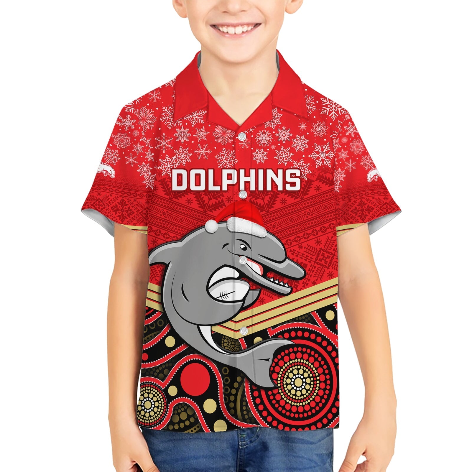 custom-dolphins-rugby-christmas-family-matching-short-sleeve-bodycon-dress-and-hawaiian-shirt-merry-xmas-2023-mix-aboriginal-art