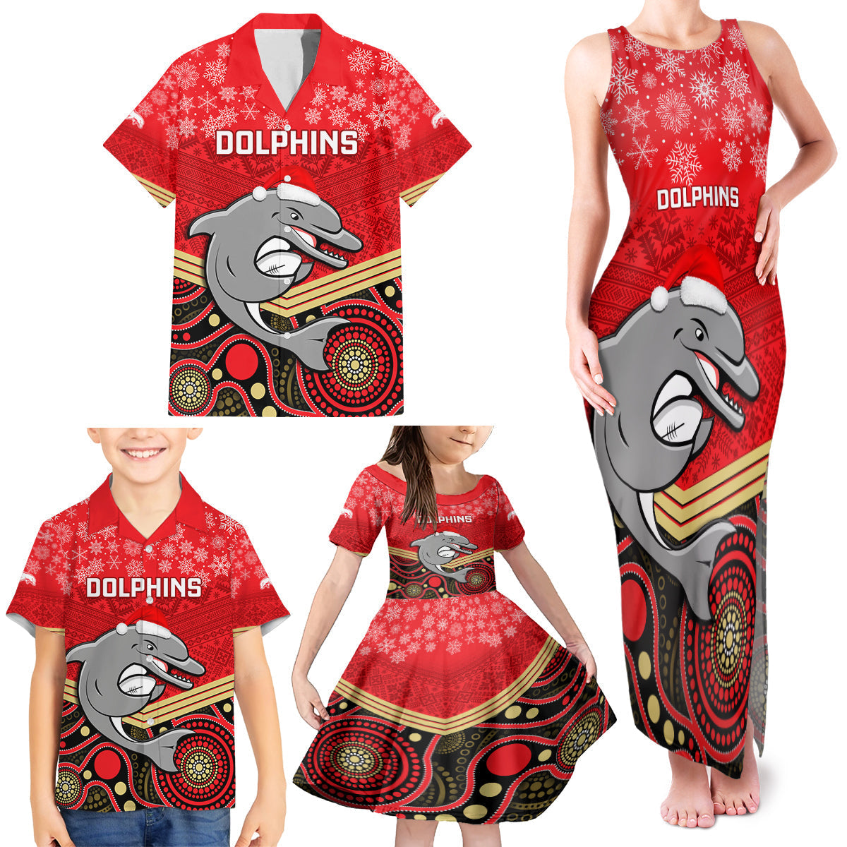 custom-dolphins-rugby-christmas-family-matching-tank-maxi-dress-and-hawaiian-shirt-merry-xmas-2023-mix-aboriginal-art