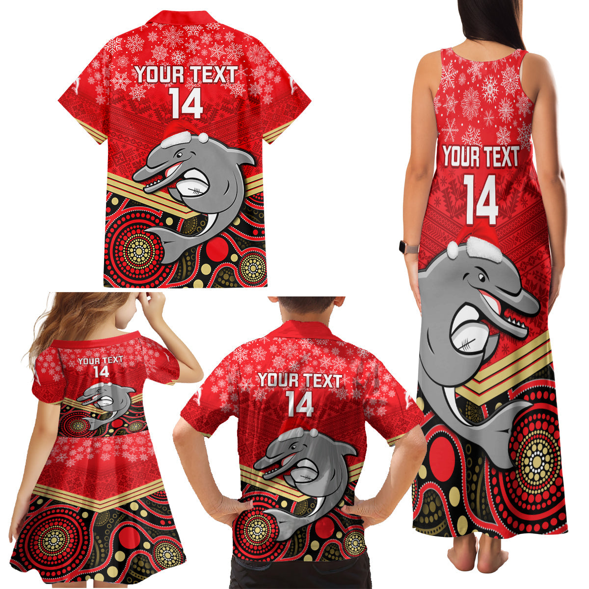 custom-dolphins-rugby-christmas-family-matching-tank-maxi-dress-and-hawaiian-shirt-merry-xmas-2023-mix-aboriginal-art