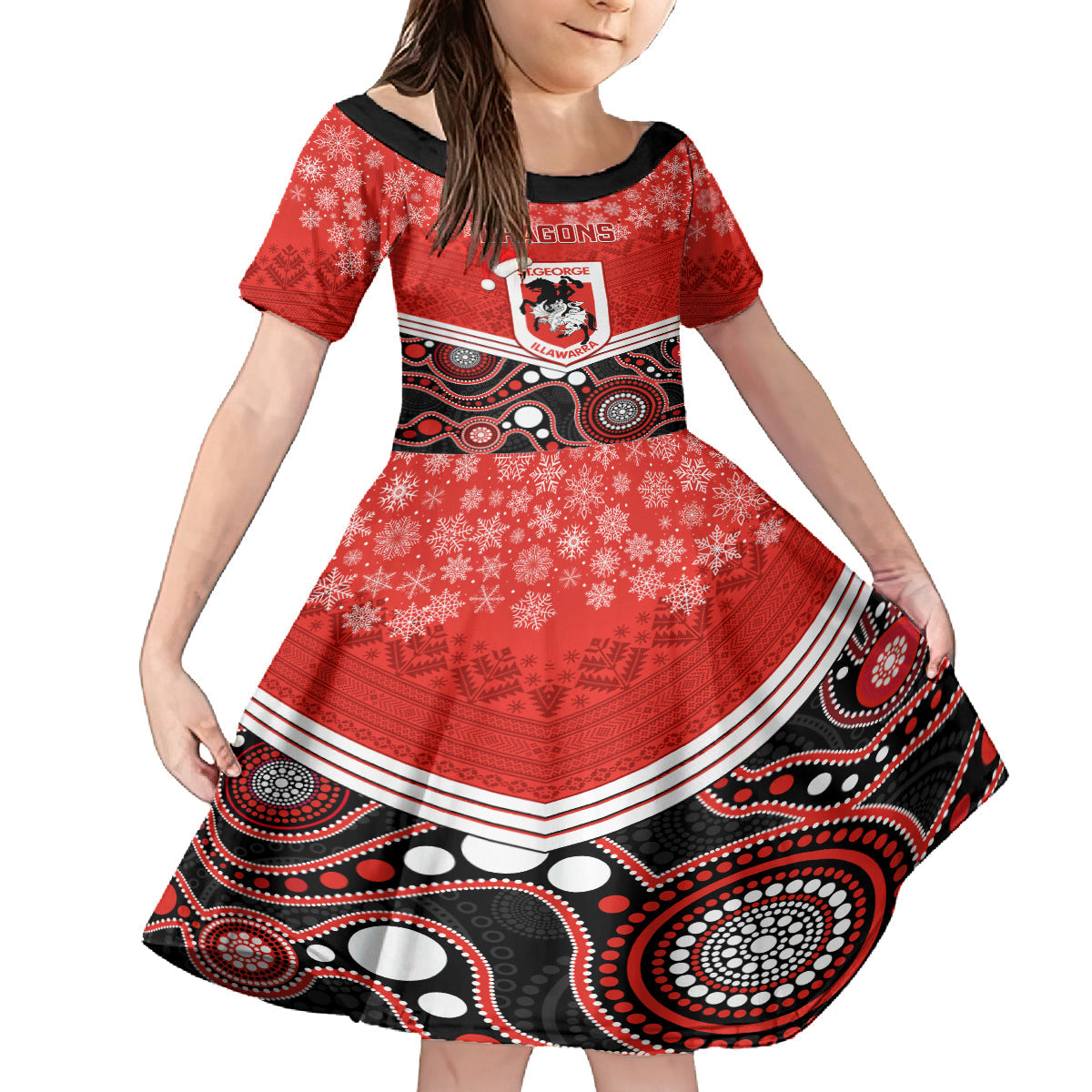 custom-dragons-rugby-christmas-family-matching-long-sleeve-bodycon-dress-and-hawaiian-shirt-merry-xmas-2023-mix-aboriginal-art