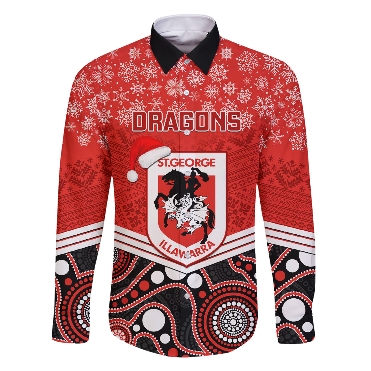 custom-dragons-rugby-christmas-family-matching-long-sleeve-bodycon-dress-and-hawaiian-shirt-merry-xmas-2023-mix-aboriginal-art