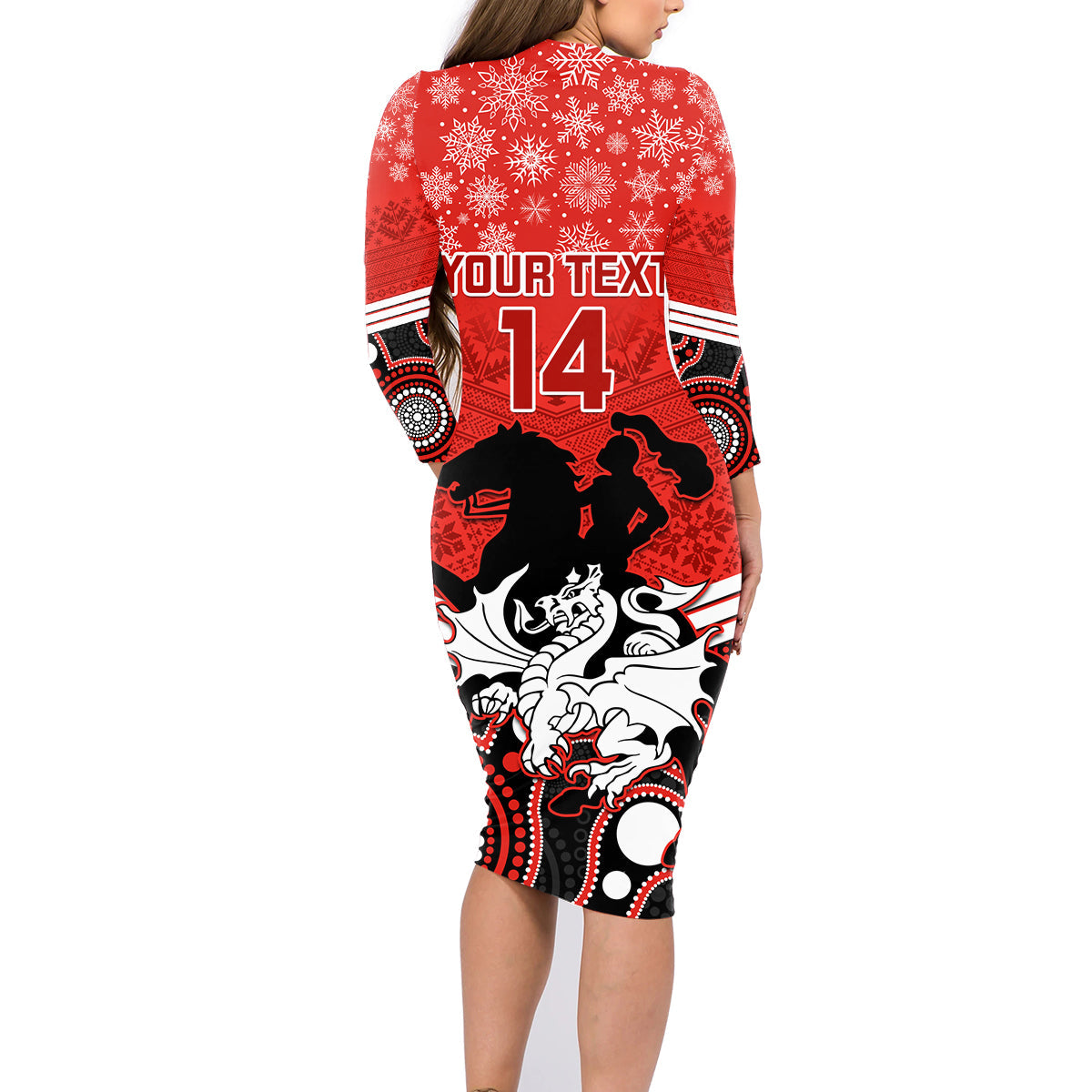 custom-dragons-rugby-christmas-family-matching-long-sleeve-bodycon-dress-and-hawaiian-shirt-merry-xmas-2023-mix-aboriginal-art