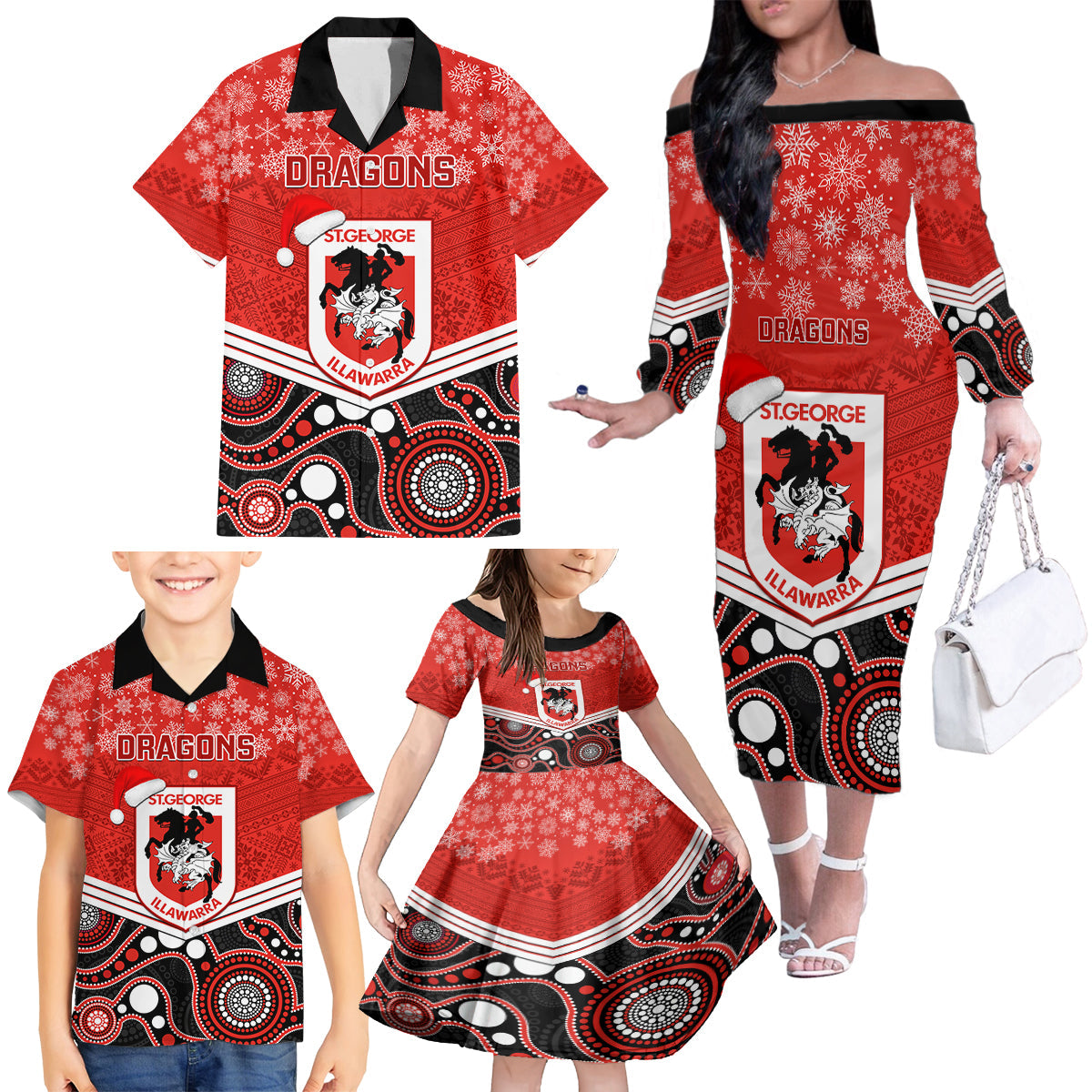 custom-dragons-rugby-christmas-family-matching-off-shoulder-long-sleeve-dress-and-hawaiian-shirt-merry-xmas-2023-mix-aboriginal-art