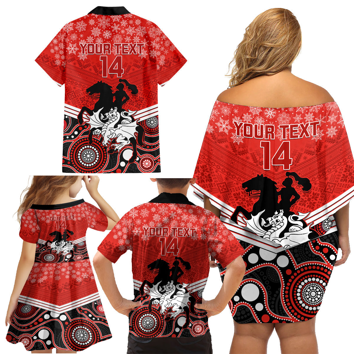 custom-dragons-rugby-christmas-family-matching-off-shoulder-short-dress-and-hawaiian-shirt-merry-xmas-2023-mix-aboriginal-art