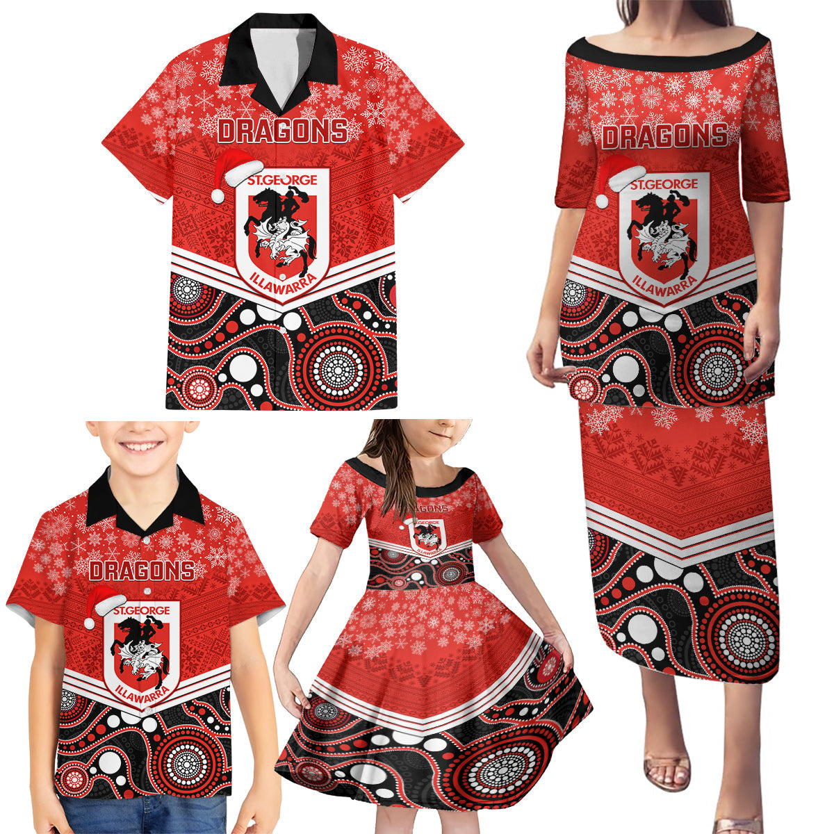custom-dragons-rugby-christmas-family-matching-puletasi-dress-and-hawaiian-shirt-merry-xmas-2023-mix-aboriginal-art