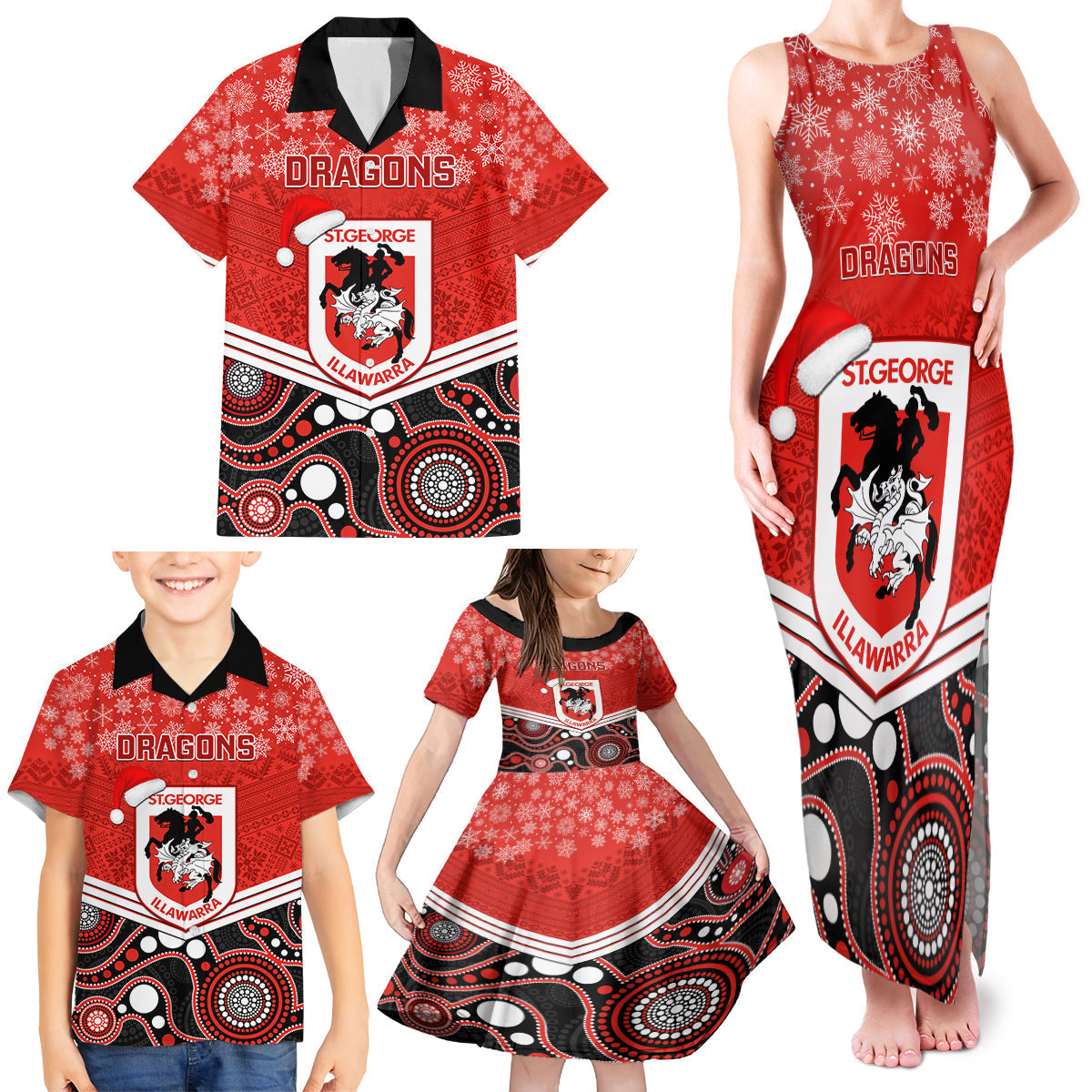 custom-dragons-rugby-christmas-family-matching-tank-maxi-dress-and-hawaiian-shirt-merry-xmas-2023-mix-aboriginal-art