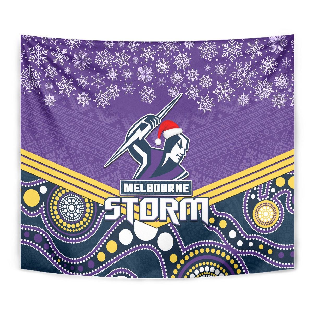 Storm Rugby Christmas Tapestry Merry Xmas 2023 Mix Aboriginal Art - Vibe Hoodie Shop