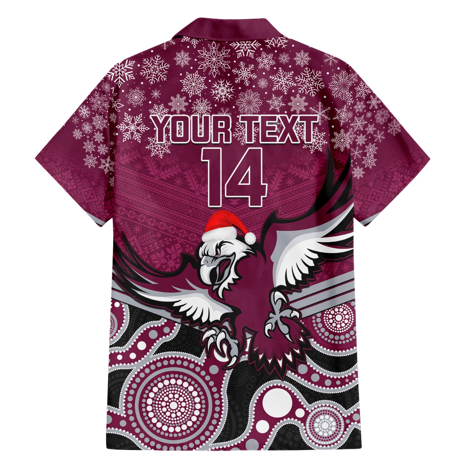 Custom Sea Eagles Rugby Christmas Hawaiian Shirt Merry Xmas 2023 Mix Aboriginal Art - Vibe Hoodie Shop