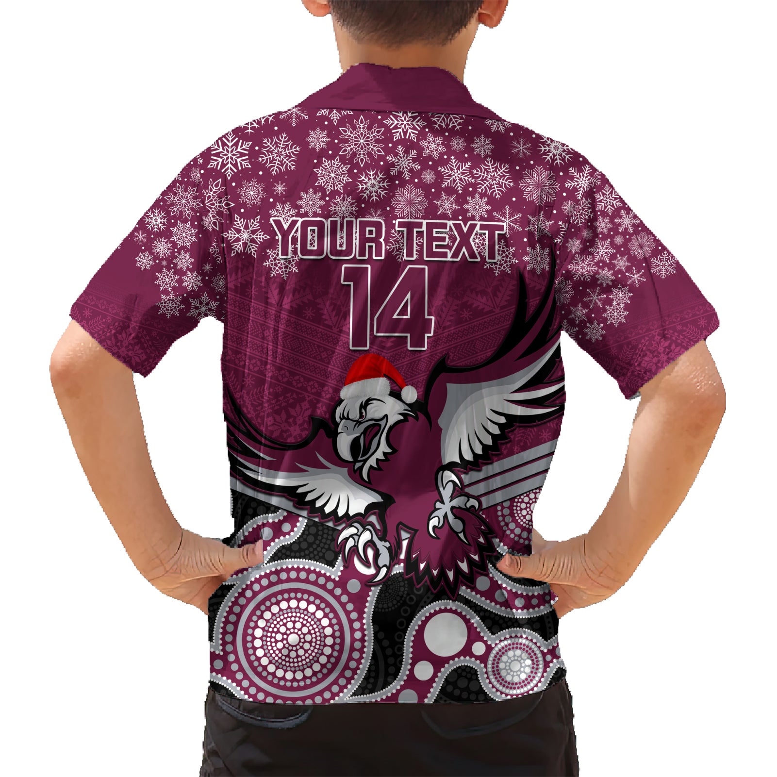 Custom Sea Eagles Rugby Christmas Hawaiian Shirt Merry Xmas 2023 Mix Aboriginal Art - Vibe Hoodie Shop