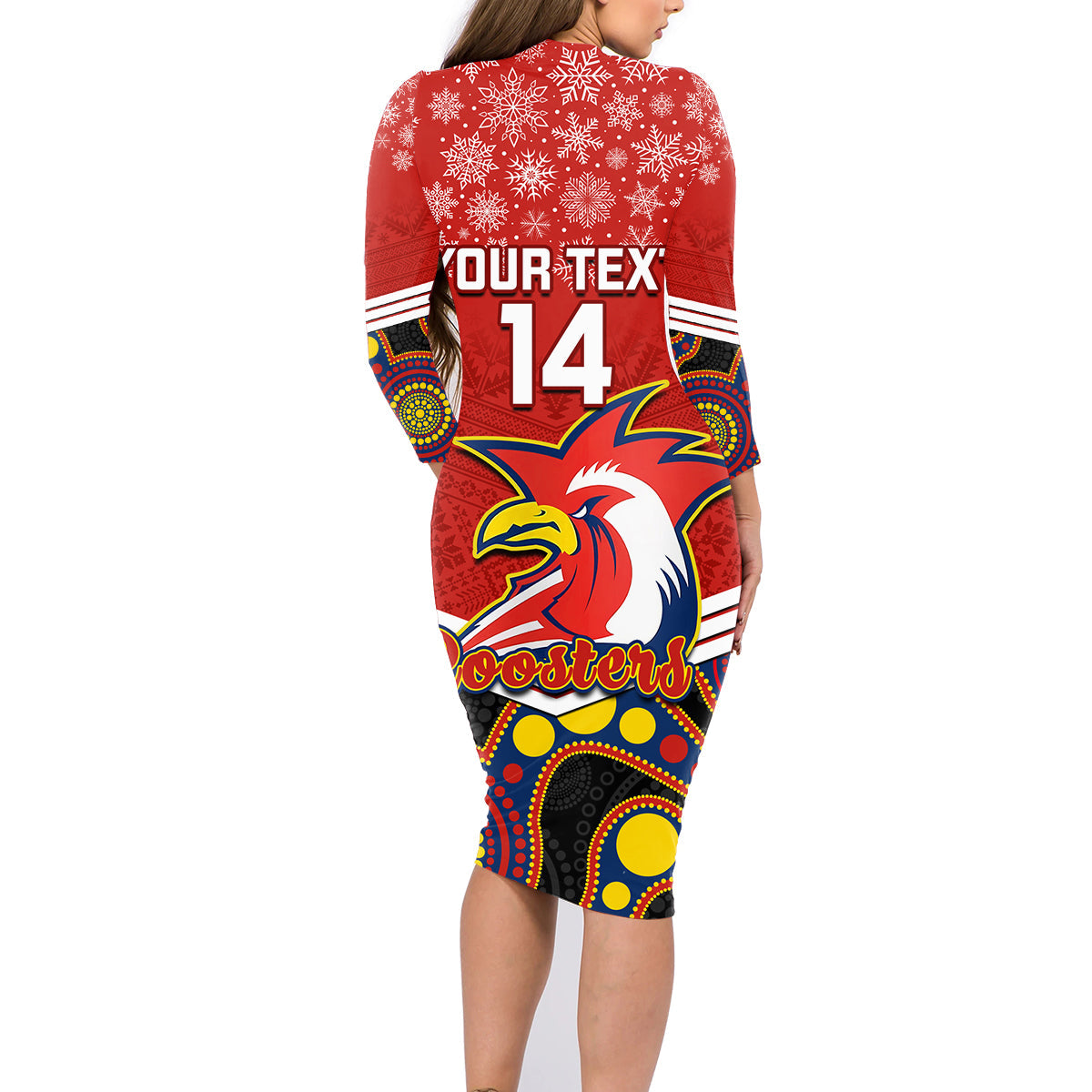 custom-roosters-rugby-christmas-family-matching-long-sleeve-bodycon-dress-and-hawaiian-shirt-merry-xmas-2023-mix-aboriginal-art