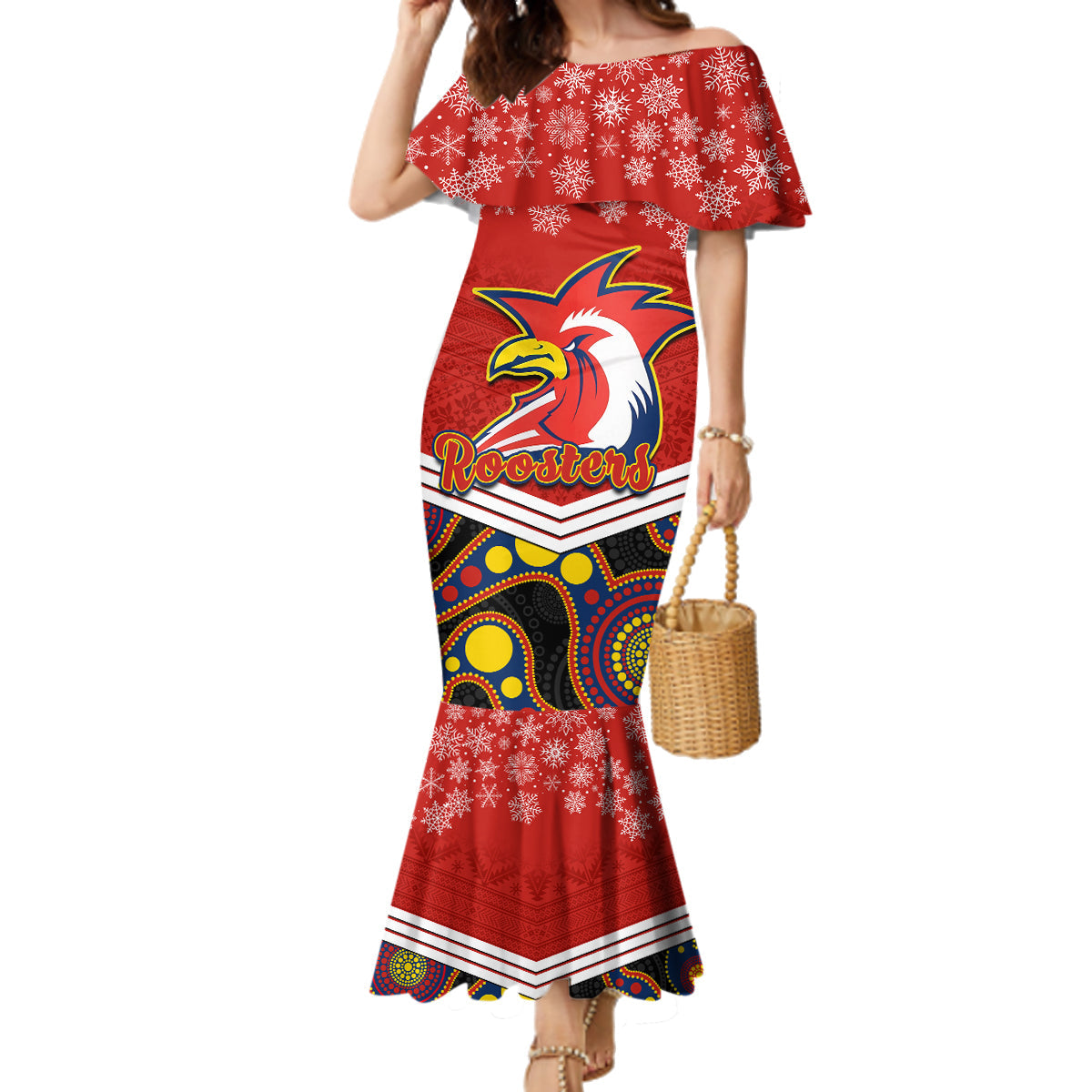 custom-roosters-rugby-christmas-family-matching-mermaid-dress-and-hawaiian-shirt-merry-xmas-2023-mix-aboriginal-art