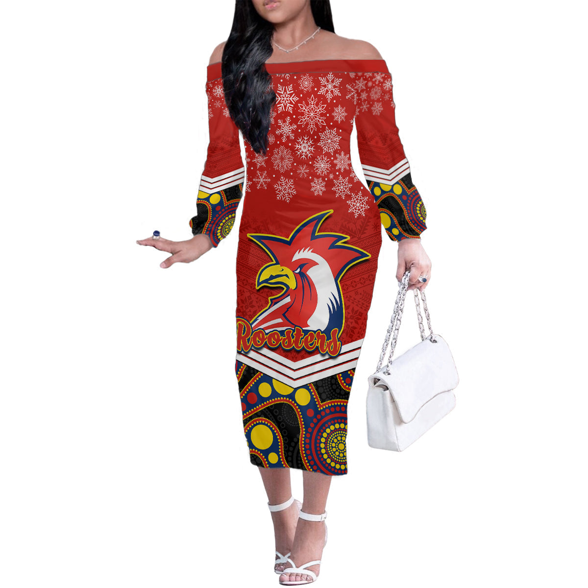 custom-roosters-rugby-christmas-family-matching-off-shoulder-long-sleeve-dress-and-hawaiian-shirt-merry-xmas-2023-mix-aboriginal-art