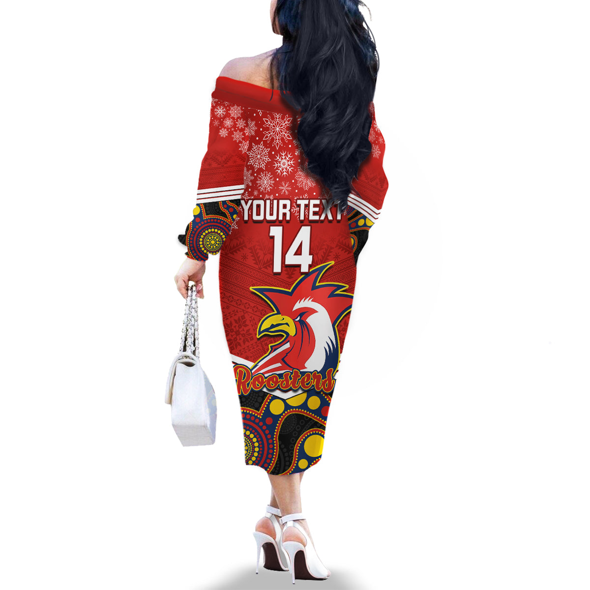 custom-roosters-rugby-christmas-family-matching-off-shoulder-long-sleeve-dress-and-hawaiian-shirt-merry-xmas-2023-mix-aboriginal-art