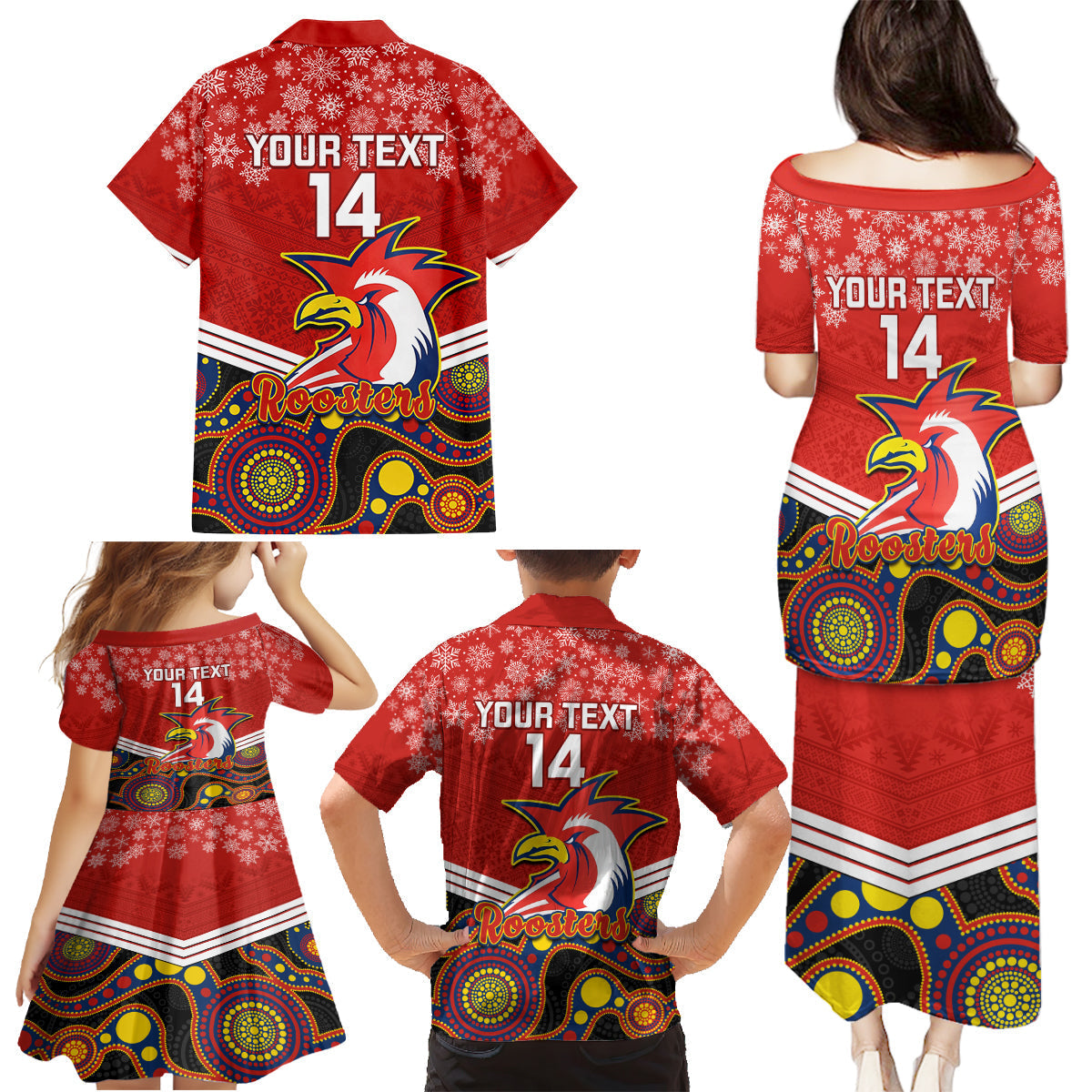 custom-roosters-rugby-christmas-family-matching-puletasi-dress-and-hawaiian-shirt-merry-xmas-2023-mix-aboriginal-art