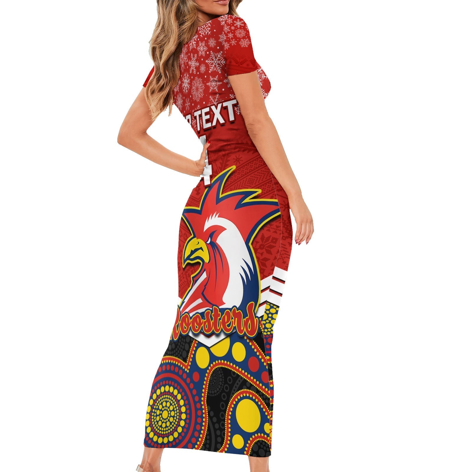 custom-roosters-rugby-christmas-family-matching-short-sleeve-bodycon-dress-and-hawaiian-shirt-merry-xmas-2023-mix-aboriginal-art