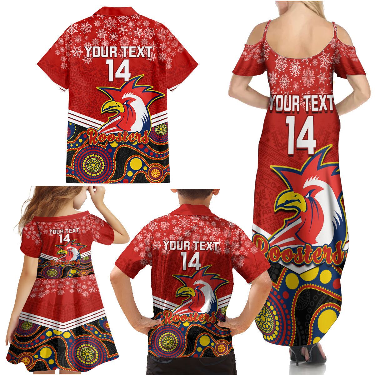 custom-roosters-rugby-christmas-family-matching-summer-maxi-dress-and-hawaiian-shirt-merry-xmas-2023-mix-aboriginal-art