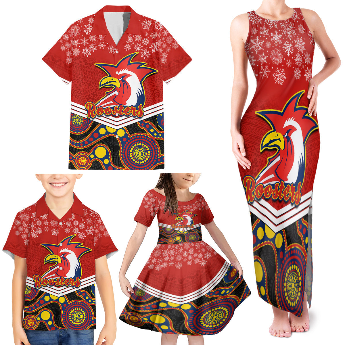 custom-roosters-rugby-christmas-family-matching-tank-maxi-dress-and-hawaiian-shirt-merry-xmas-2023-mix-aboriginal-art