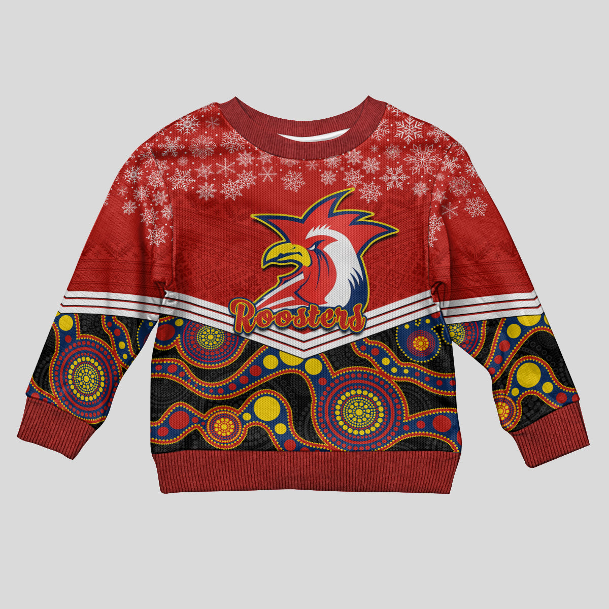 custom-roosters-rugby-christmas-kid-ugly-christmas-sweater-merry-xmas-2023-mix-aboriginal-art