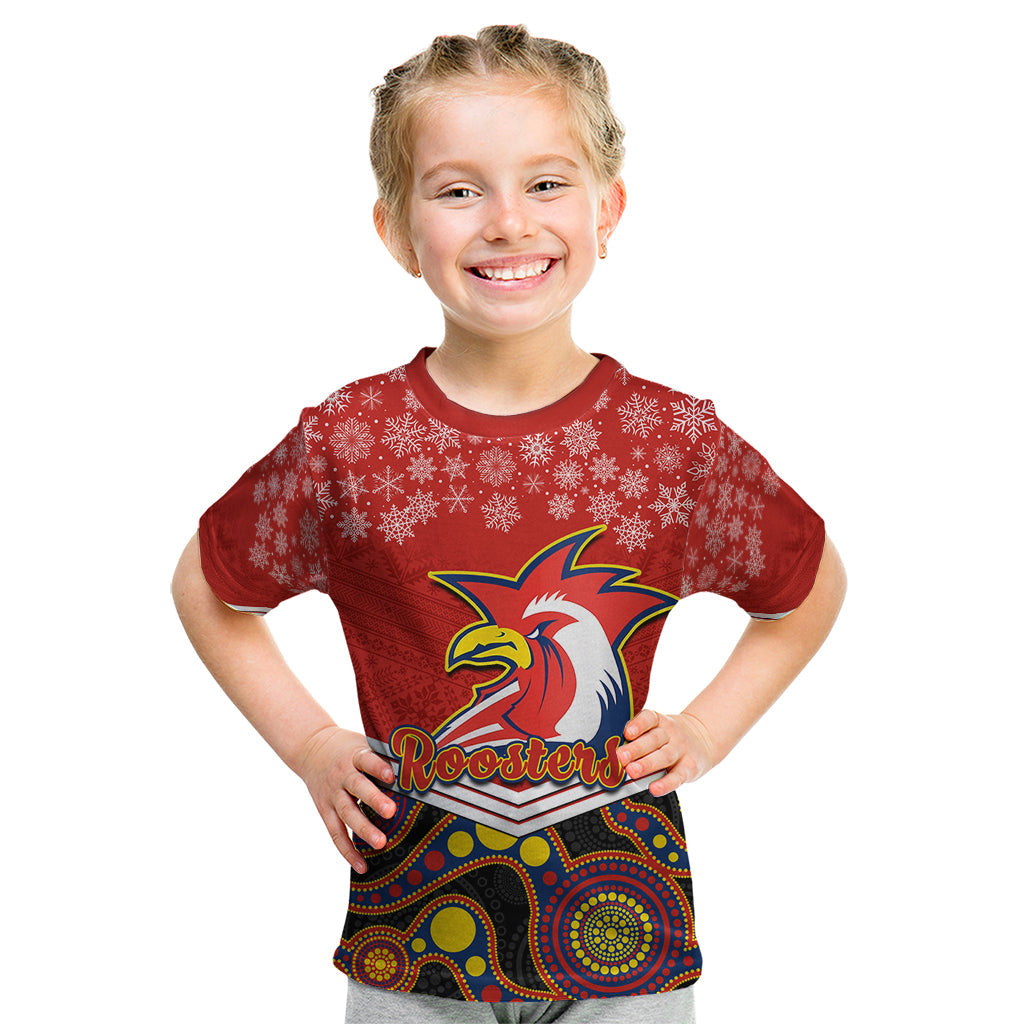 custom-roosters-rugby-christmas-kid-t-shirt-merry-xmas-2023-mix-aboriginal-art