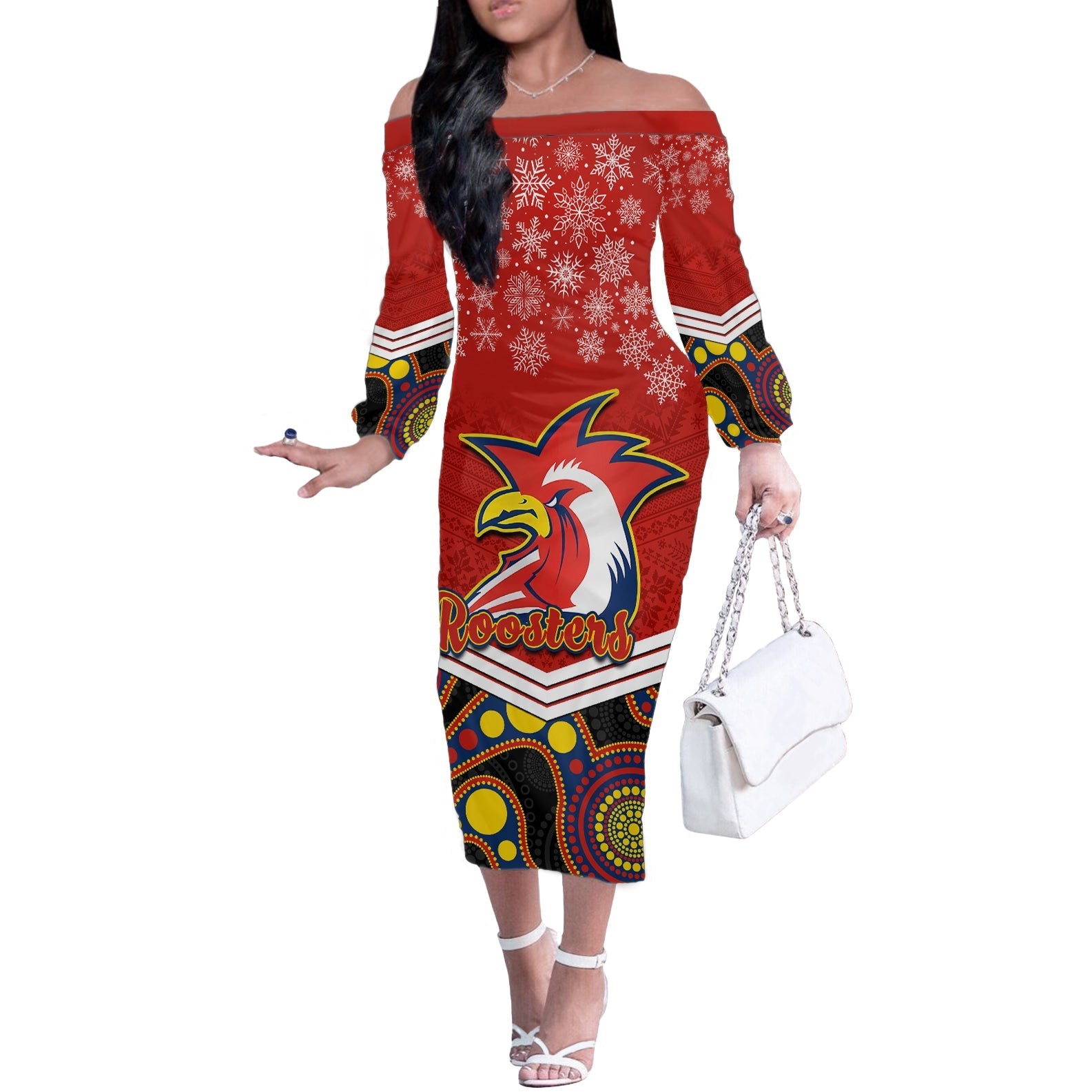 custom-roosters-rugby-christmas-off-the-shoulder-long-sleeve-dress-merry-xmas-2023-mix-aboriginal-art