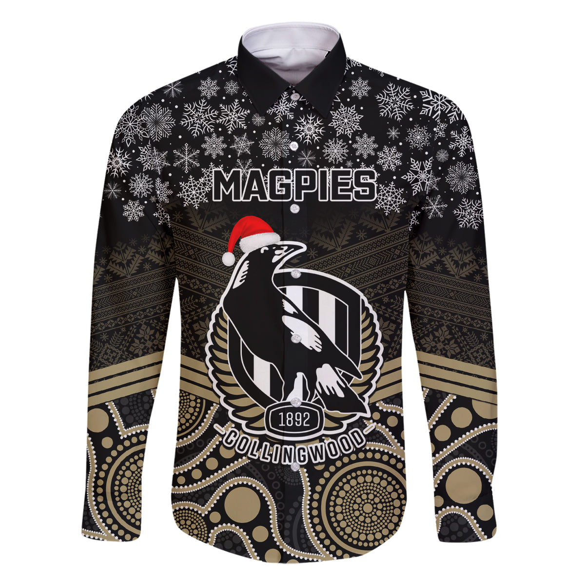 custom-collingwood-football-christmas-family-matching-long-sleeve-bodycon-dress-and-hawaiian-shirt-merry-xmas-2023-mix-aboriginal-art