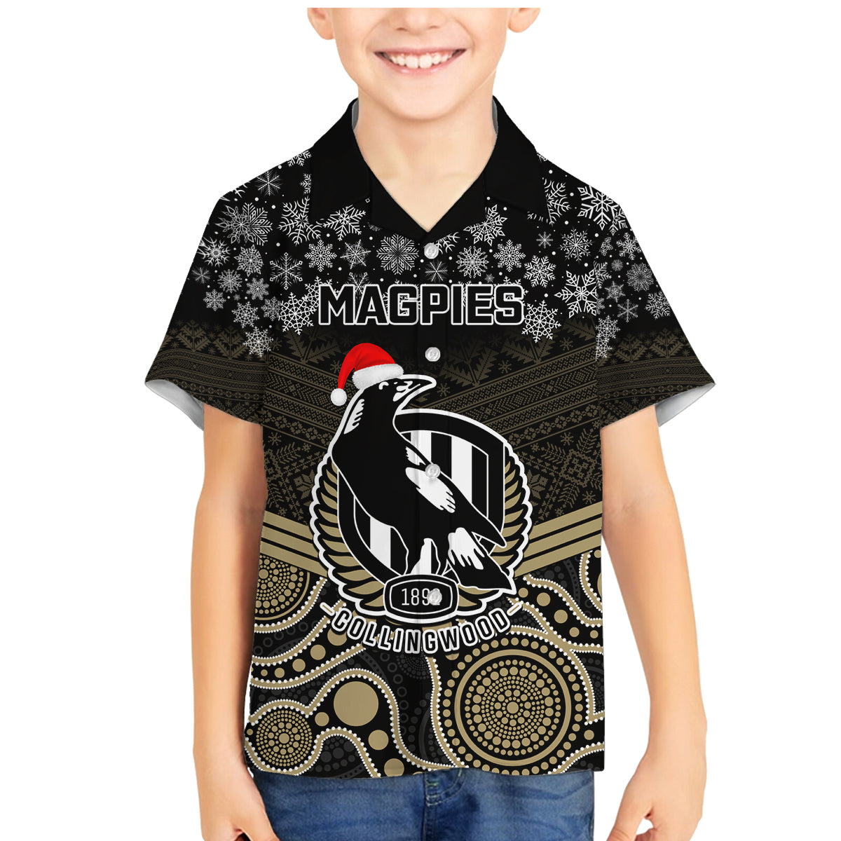 custom-collingwood-football-christmas-family-matching-mermaid-dress-and-hawaiian-shirt-merry-xmas-2023-mix-aboriginal-art