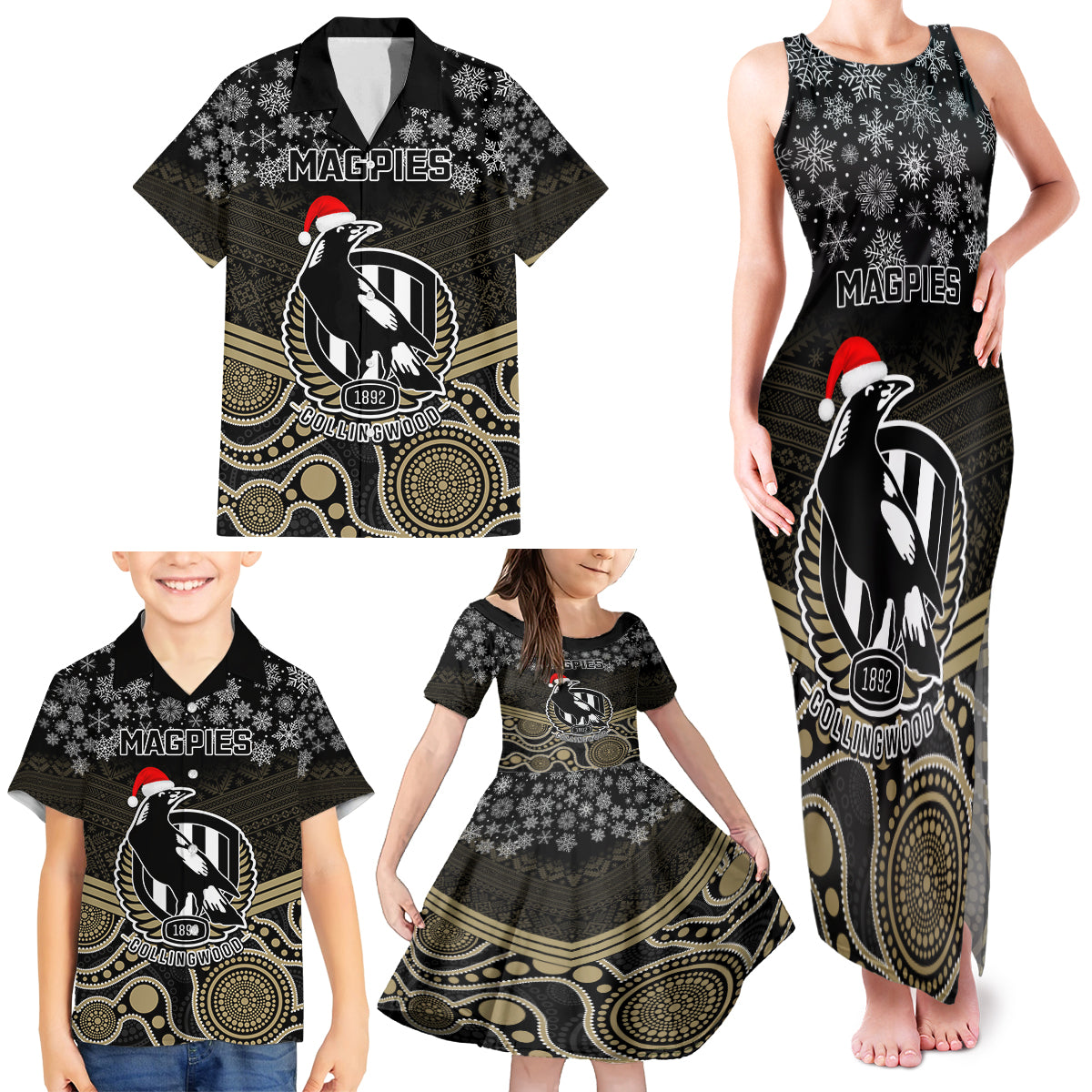 custom-collingwood-football-christmas-family-matching-tank-maxi-dress-and-hawaiian-shirt-merry-xmas-2023-mix-aboriginal-art