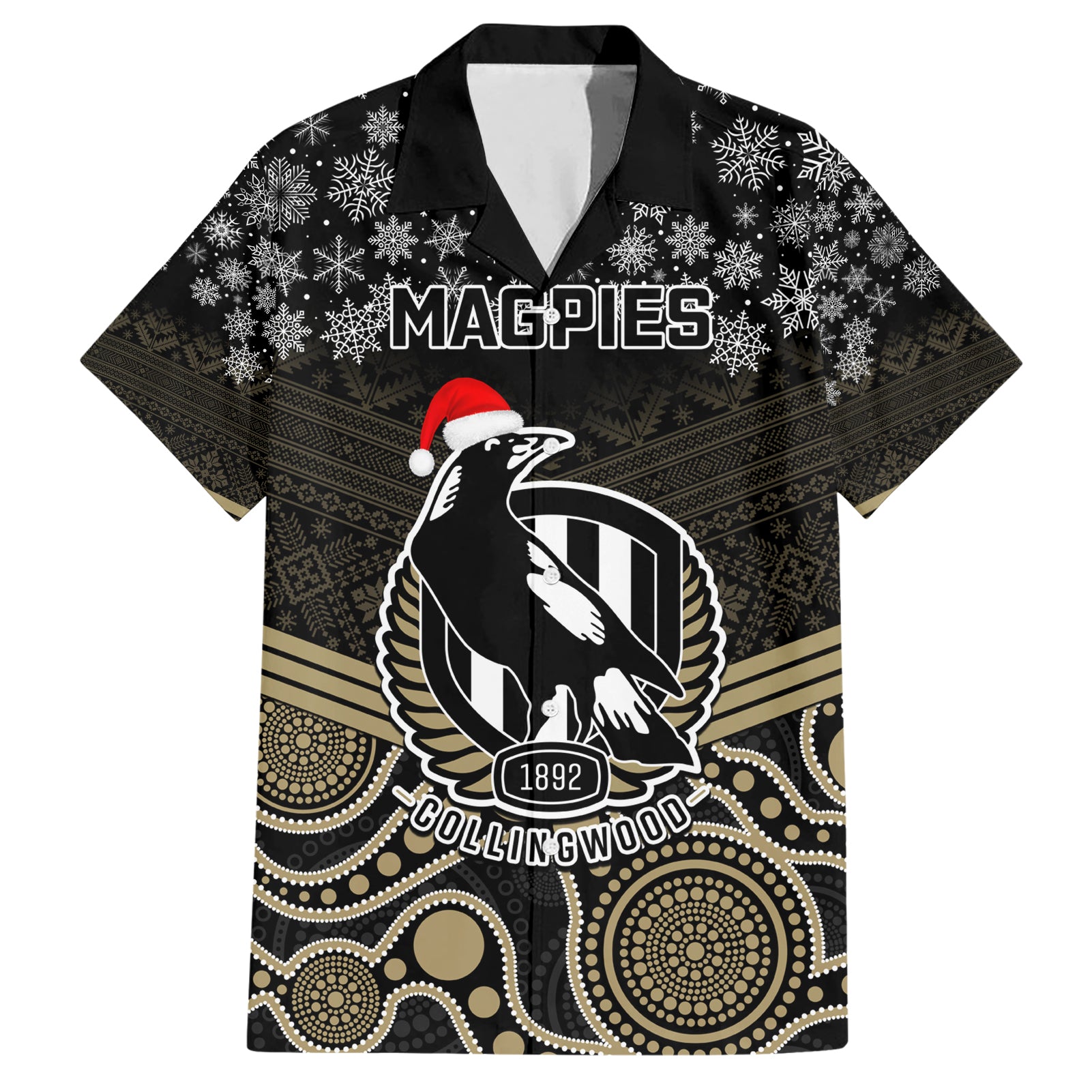 Custom Collingwood Football Christmas Hawaiian Shirt Merry Xmas 2023 Mix Aboriginal Art - Vibe Hoodie Shop
