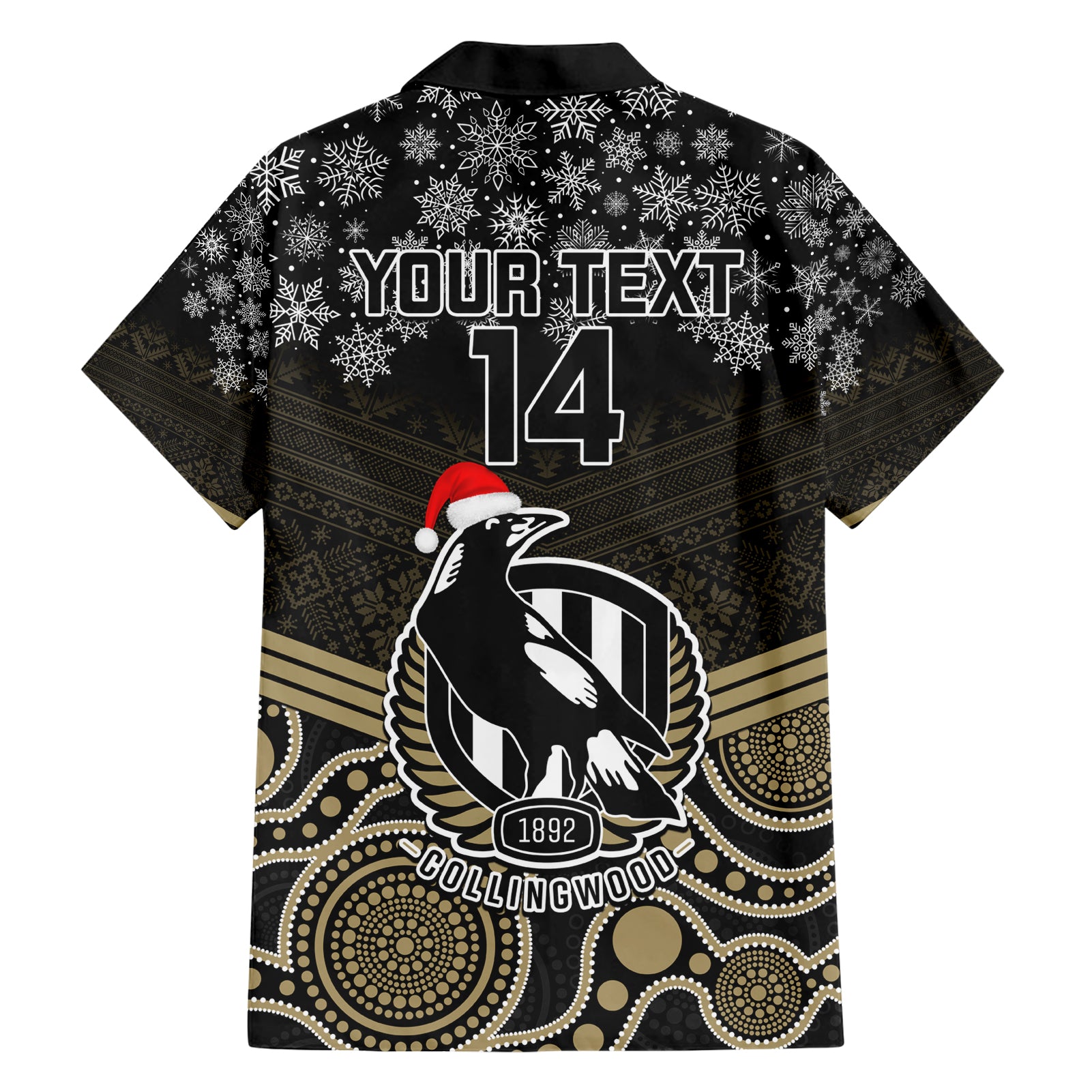 Custom Collingwood Football Christmas Hawaiian Shirt Merry Xmas 2023 Mix Aboriginal Art - Vibe Hoodie Shop